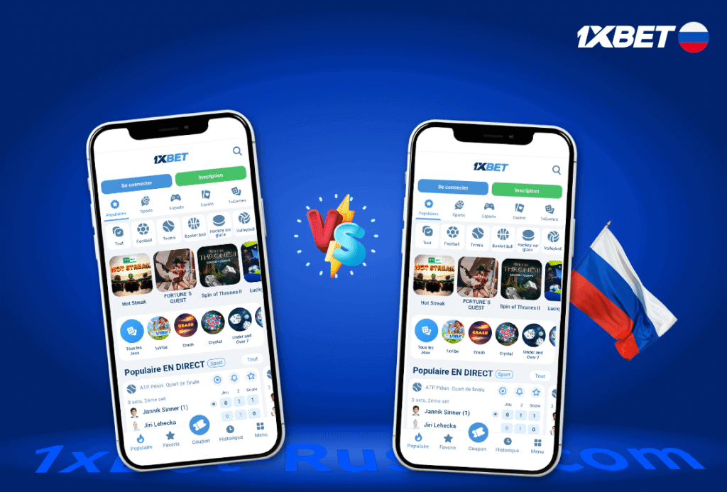 Comparaison compte russe et standard 1xBet