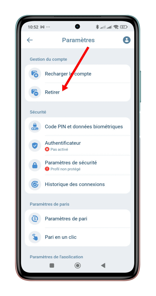 Choisir l'option "Retirer"