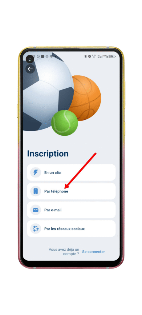Choisir la méthode d'inscription par téléphone