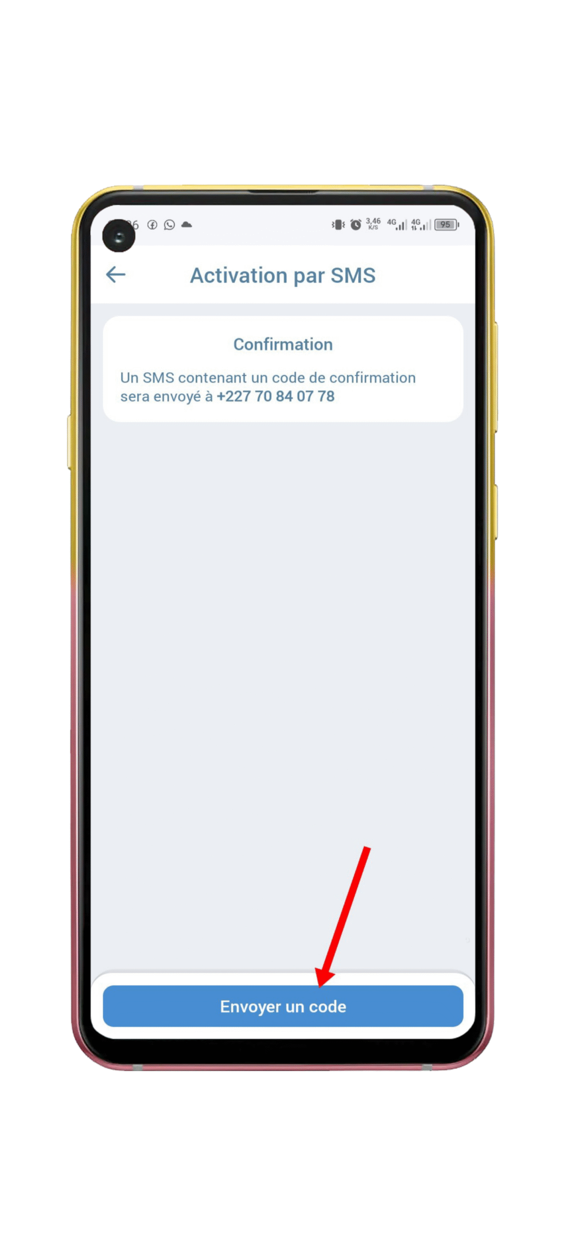 Envoyez le code de confirmation