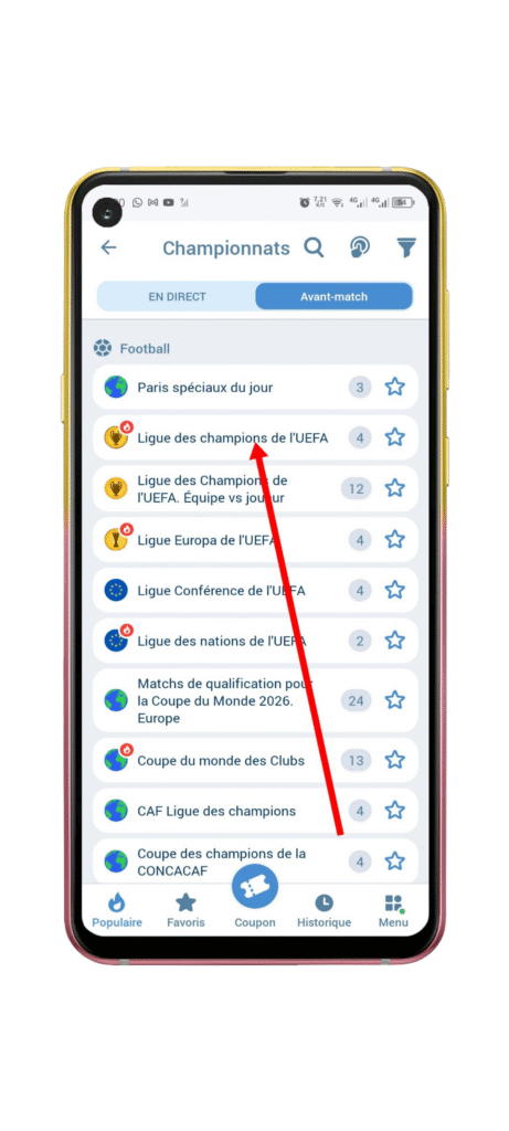 Choisir une compétition