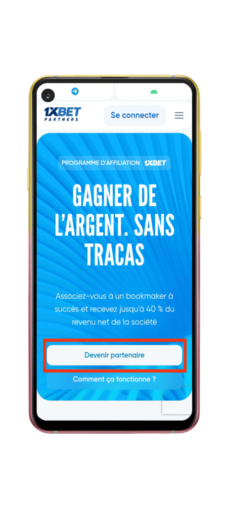 Cliquez sur le bouton "S'inscrire"