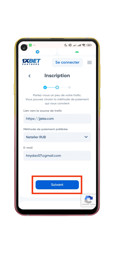 Remplir le formulaire d'inscription au programme