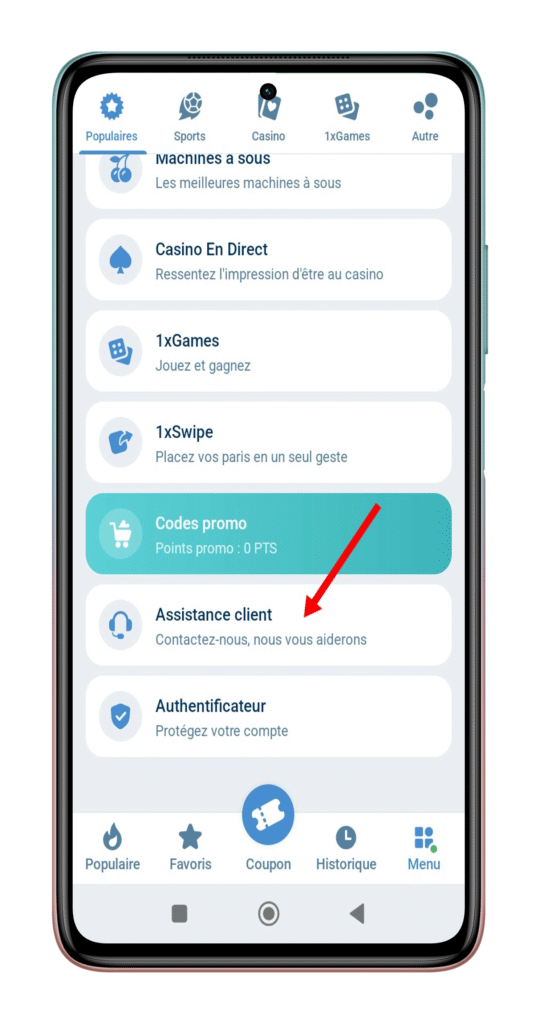 Accéder à la session “Assistante client”