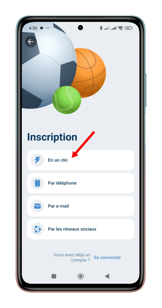 Choisir la méthode d'inscription